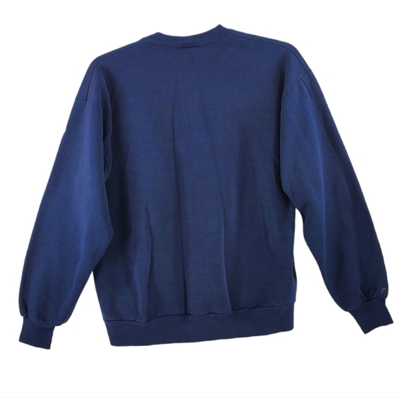 90s Jerzees Blank Sweatshirt Navy Long Sleeve Activewear Fleece Mens XL USA VTG - Picture 4 of 10